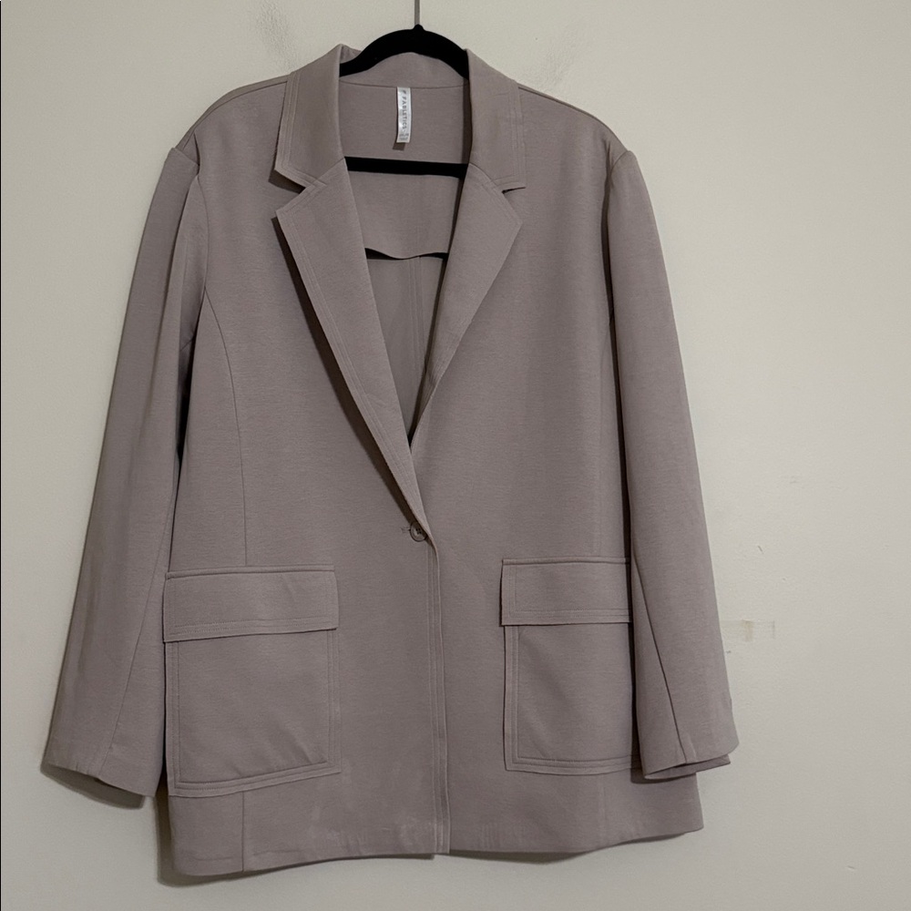 Fabletics Women's Taupe Blazer jacket performance women XXL/1X casual office - Picture 4 of 10